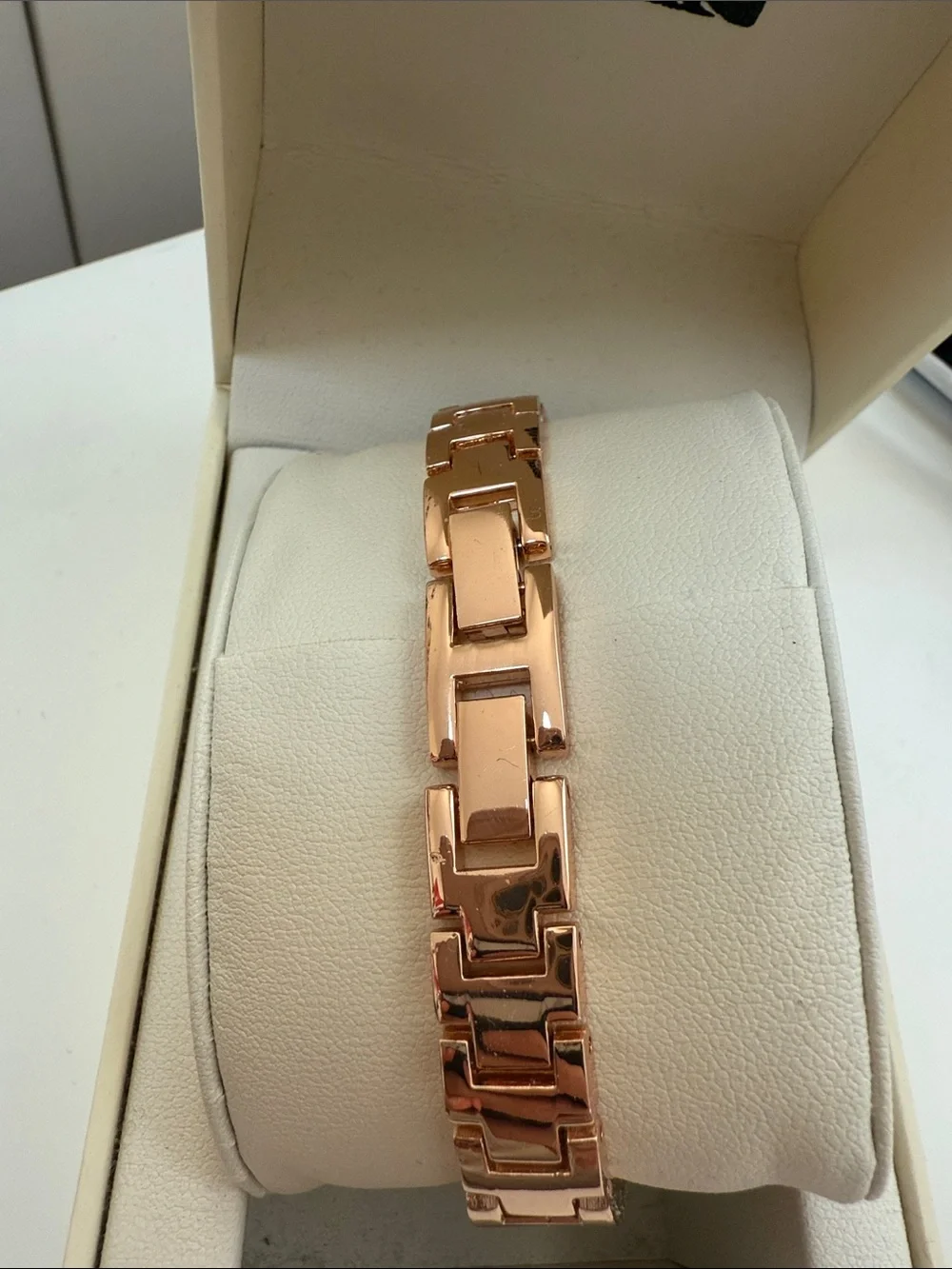 Anne Klein Rose Gold and Black Strap Women's Watch